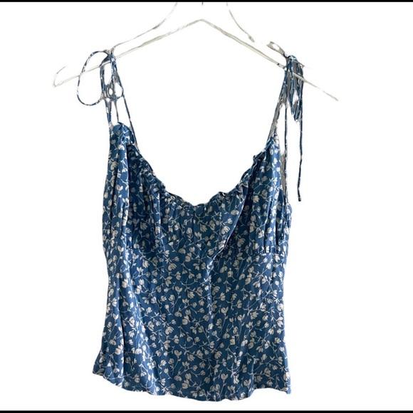Reformation Robertson Blue Floral Top B350 - Picture 3 of 4